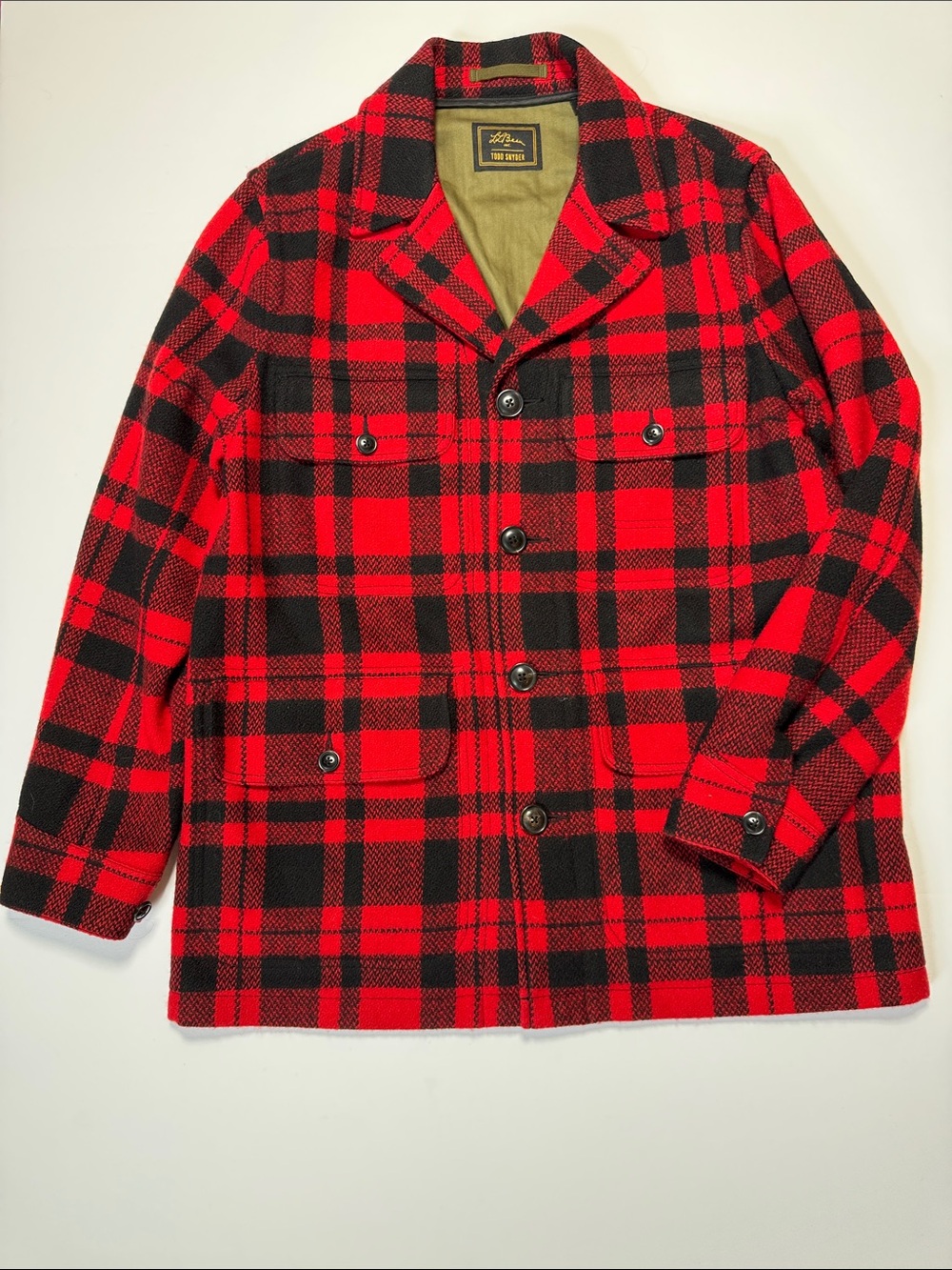 TODD SNYDER x L.L. Bean Maine Hunting Red Black Buffalo Plaid Men's Jacket M